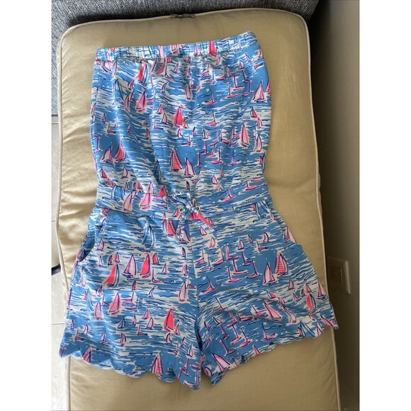Lilly Pulitzer Jace Romper Zanzibar Blue Boatylicious Strapless XS - Picture 4 of 8